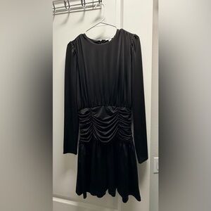 Bar III Black Long Sleeve Ruched Dress